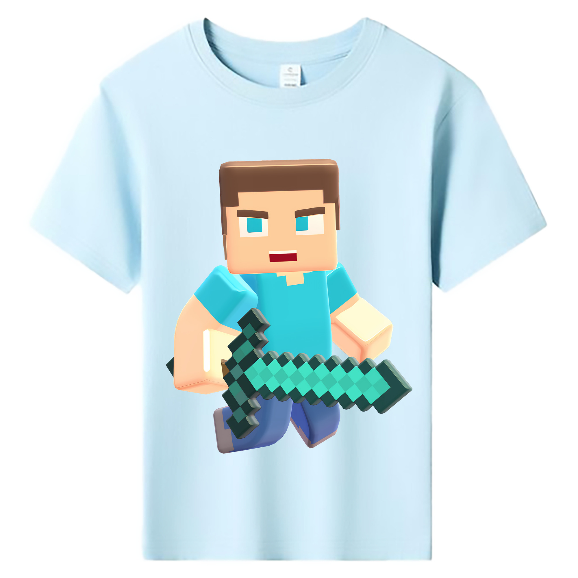 （画像用） マインクラフト ブロックの世界 Minecraft MC Block world 綿100％キッズTシャツ（フロントプリント）
